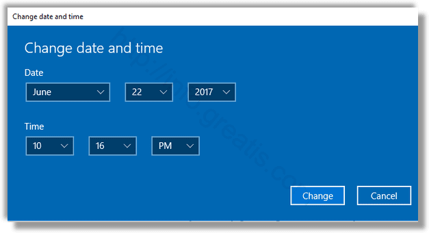windows 10 change date and time window