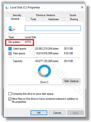 windows 10 drive file system
