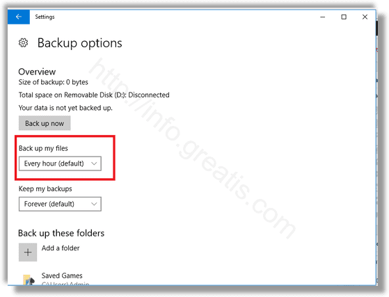 windows 10 How Often Save File History