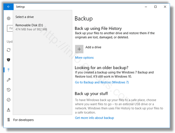 windows 10 choose drive file history