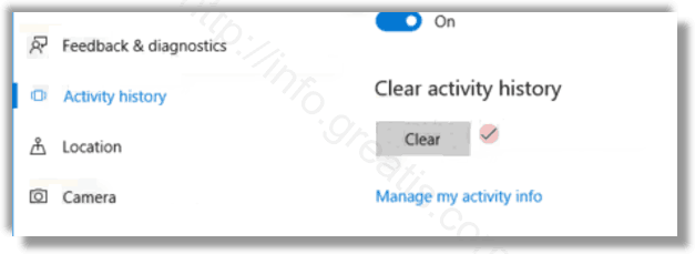 windows 10 clear activity history