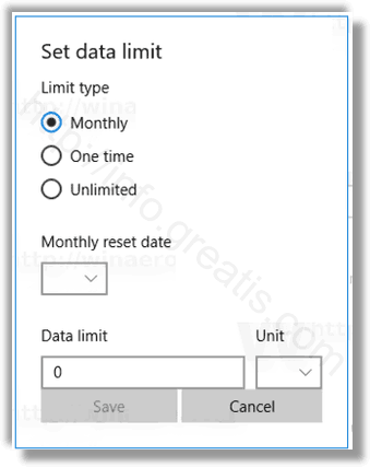 windows 10 set data limit