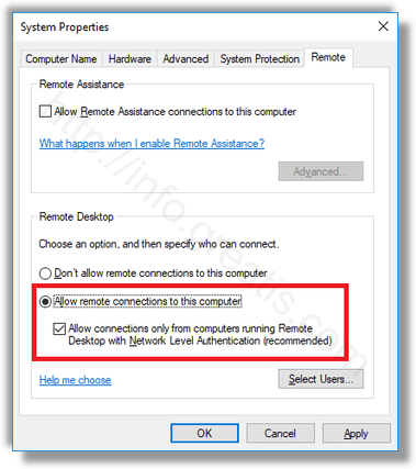 windows 10 allow RDP connections