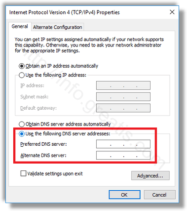 windows 10 specify dns server addresses