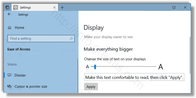 text size smaller than 100 windows 10