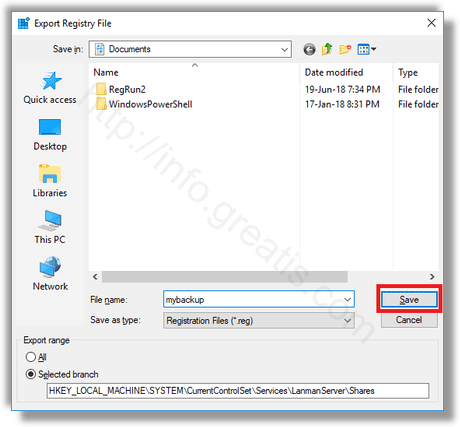 windows-10-save-exported-registry-key