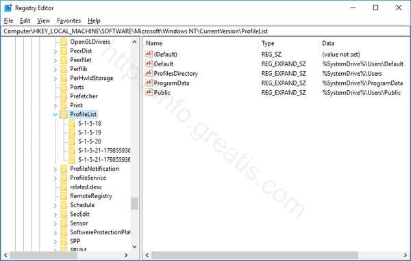 windows-10-ProfileList-registry-key