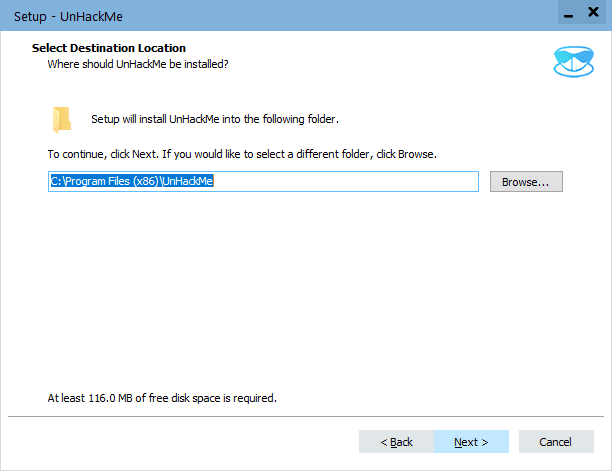 choose destination directory for install UnHackMe