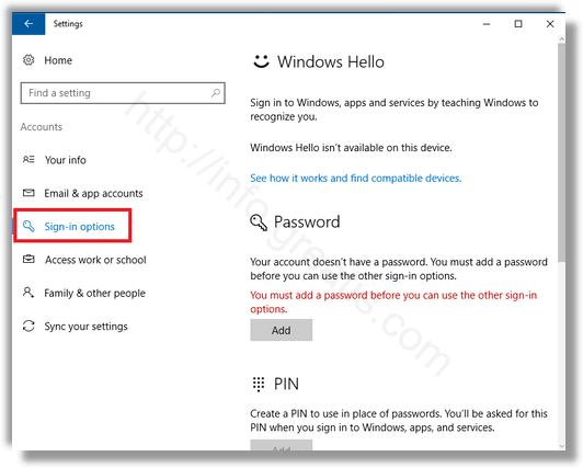 windows 10 sign in option to change password
