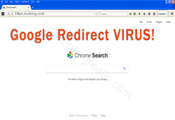 Browser is redirected to the HTTPS://USBING.CLUB site