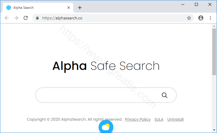 Browser is redirected to the ALPHASEARCH.CO site