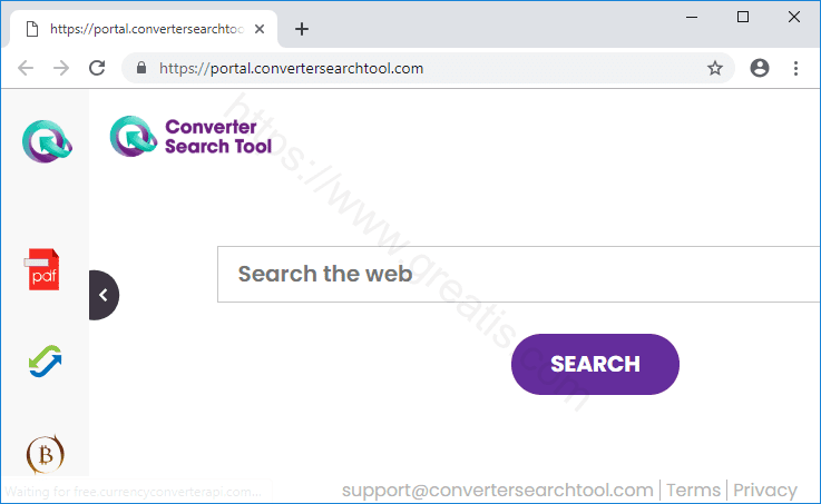 Web site CONVERTERSEARCHTOOL.COM displays popup notifications