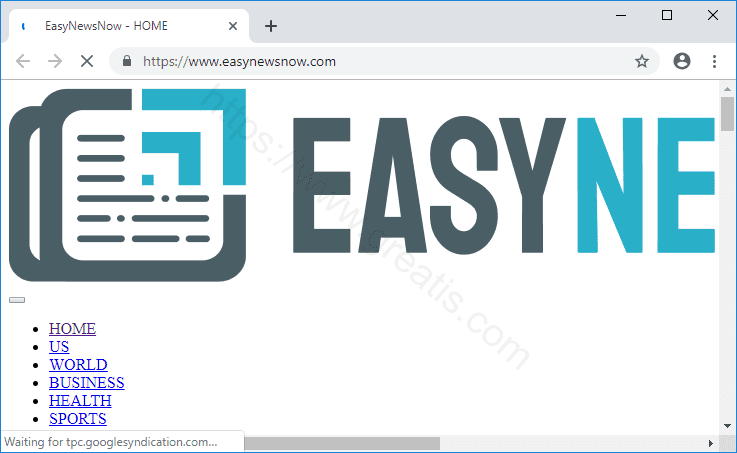 Web site EASYNEWSNOW.COM displays popup notifications