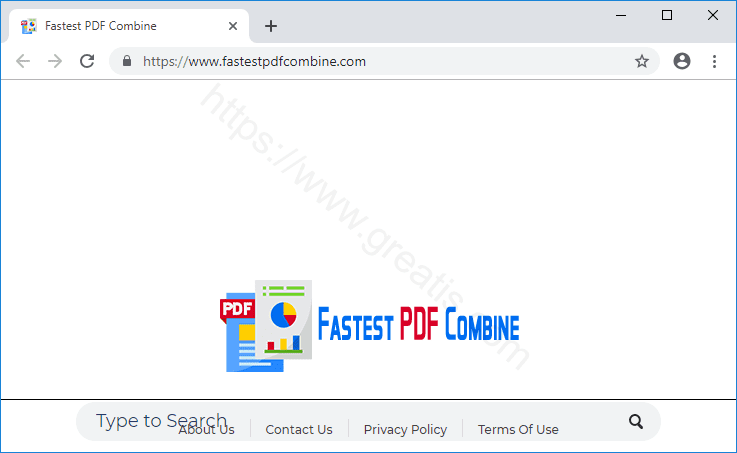 Browser is redirected to the FASTESTPDFCOMBINE.COM site