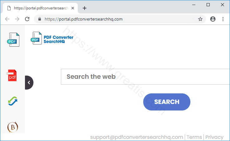 Browser is redirected to the PDFCONVERTERSEARCHHQ.COM site