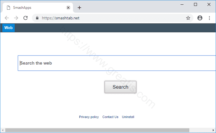Browser is redirected to the SMASHTAB.NET site