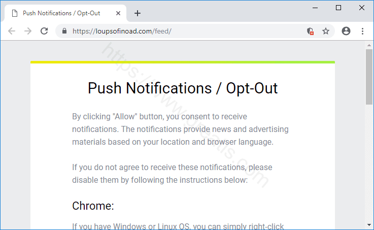 Как избавиться от уведомлений loupsofinoad.com в браузерах chrome, firefox, internet explorer, edge