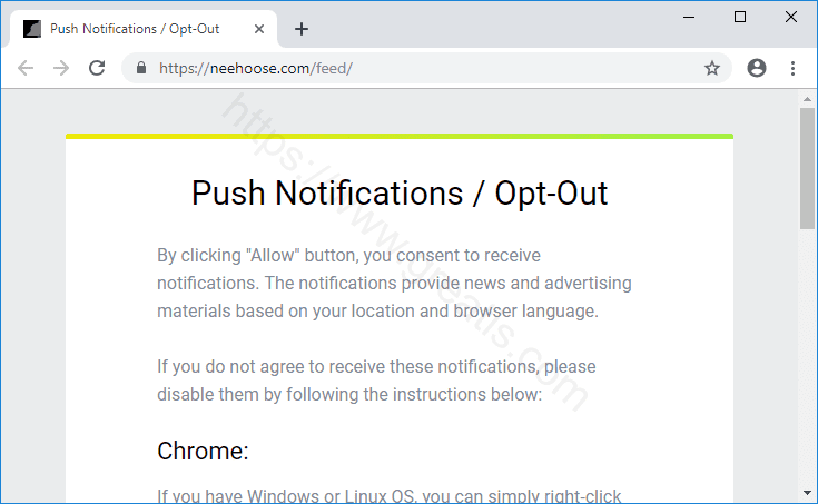 Как избавиться от уведомлений neehoose.com в браузерах chrome, firefox, internet explorer, edge