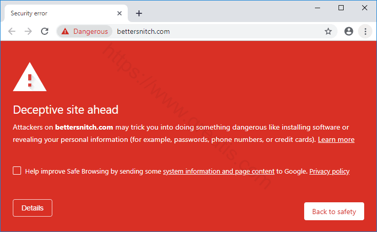 Как избавиться от уведомлений bettersnitch.com в браузерах chrome, firefox, internet explorer, edge