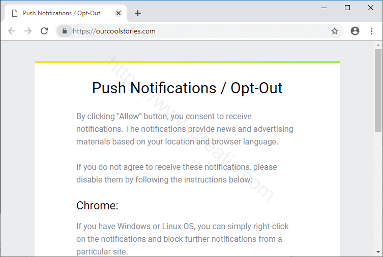 Как избавиться от уведомлений ourcoolstories.com в браузерах chrome, firefox, internet explorer, edge