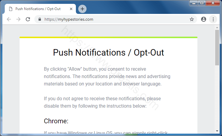 Как избавиться от уведомлений myhypestories.com в браузерах chrome, firefox, internet explorer, edge